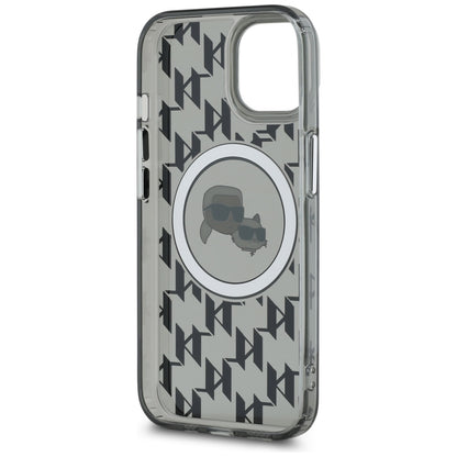 Θήκη MagSafe για Apple iPhone 15, Karl Lagerfeld, IML Monogram Karl & Choupette's Heads, Μαύρη