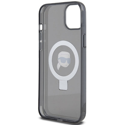Θήκη MagSafe για Apple iPhone 15, Karl Lagerfeld, Ring Stand Karl's Head, Μαύρη