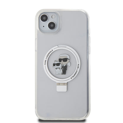 Θήκη MagSafe για Apple iPhone 15 Plus, Karl Lagerfeld, Ringstand Karl and Choupette, Λευκή