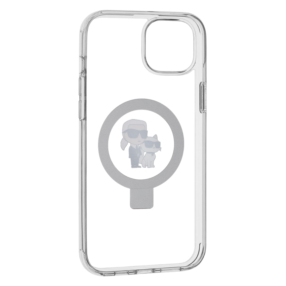 Θήκη MagSafe για Apple iPhone 15 Plus, Karl Lagerfeld, Ringstand Karl and Choupette, Λευκή