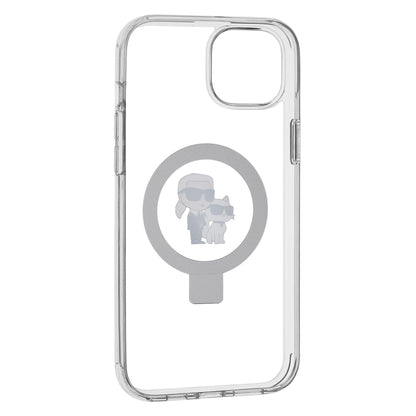 Θήκη MagSafe για Apple iPhone 15 Plus, Karl Lagerfeld, Ringstand Karl and Choupette, Λευκή