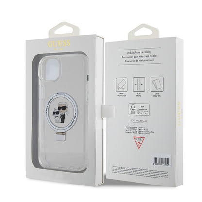 Θήκη MagSafe για Apple iPhone 15 Plus, Karl Lagerfeld, Ringstand Karl and Choupette, Λευκή
