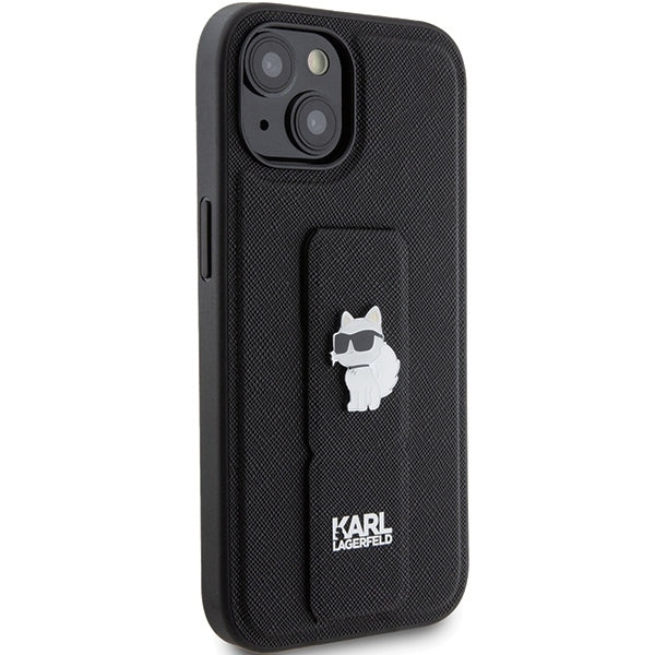 Θήκη MagSafe για Apple iPhone 15, Karl Lagerfeld, Saffiano Gripstand Choupette, Μαύρη