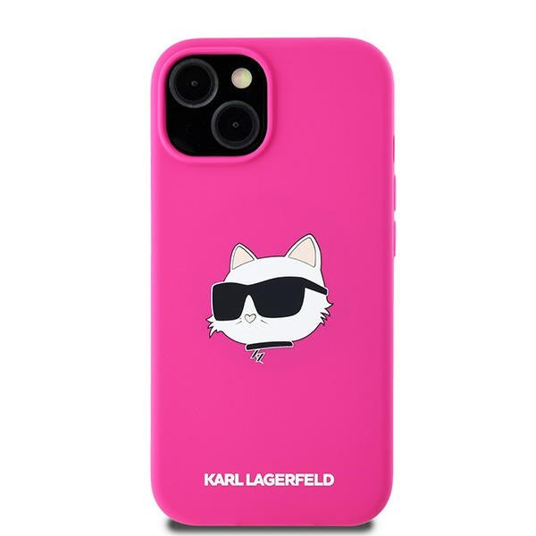 Θήκη MagSafe για Apple iPhone 15, Karl Lagerfeld, Σιλικόνη Choupette's Head, Φούξια