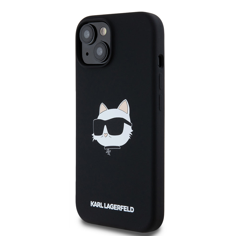 MagSafe Case for Apple iPhone 15, Karl Lagerfeld, Silicone Choupette's Head, Black