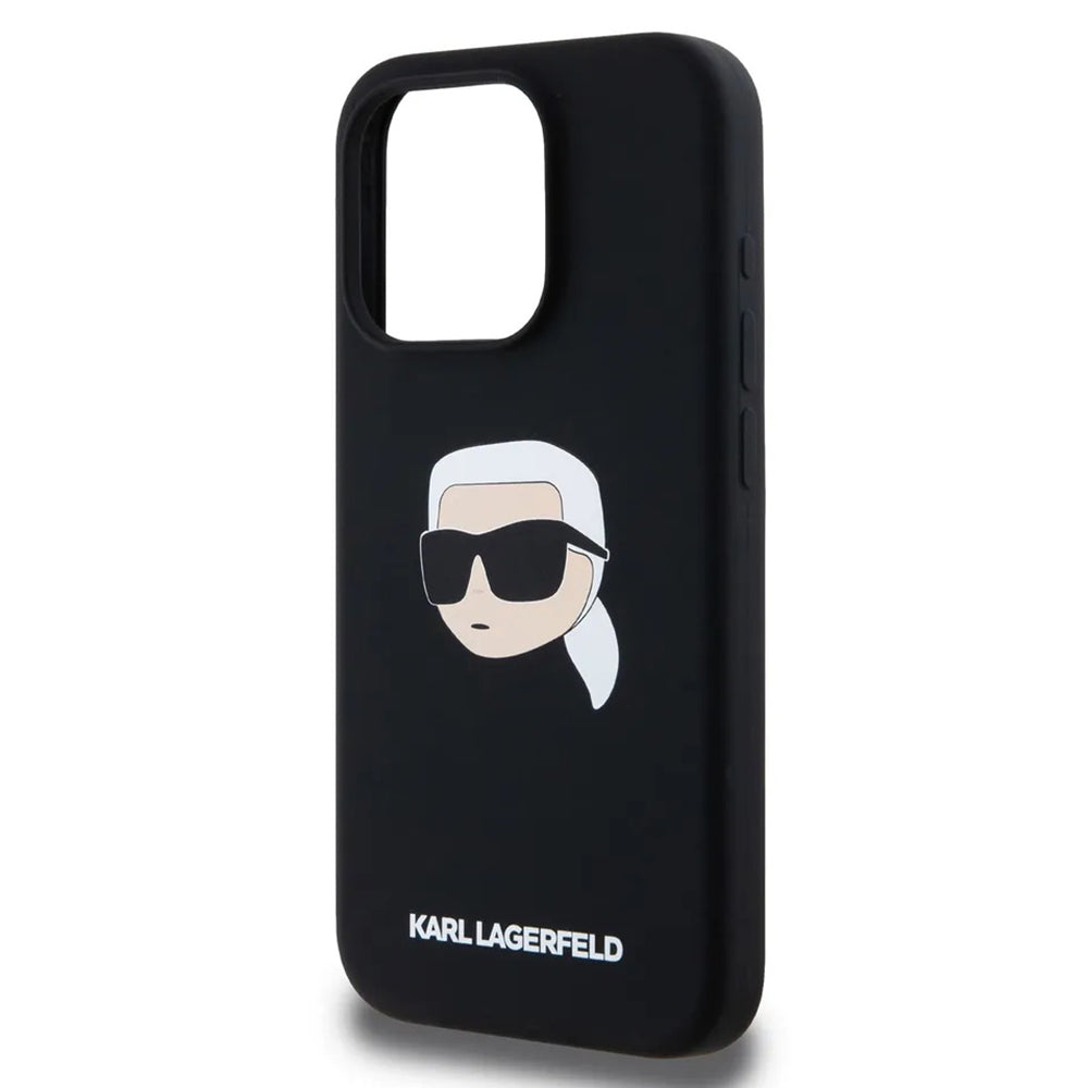 Θήκη MagSafe για Apple iPhone 15, Karl Lagerfeld, Silicone Karl's Head, Μαύρη