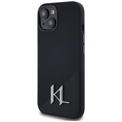 Θήκη MagSafe για Apple iPhone 15, Karl Lagerfeld, Silicone Shadow Metal Initial, Μαύρη