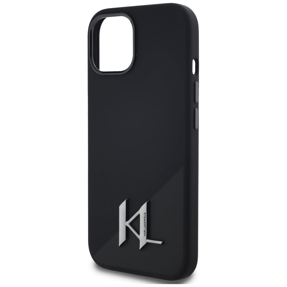 Θήκη MagSafe για Apple iPhone 15, Karl Lagerfeld, Silicone Shadow Metal Initial, Μαύρη