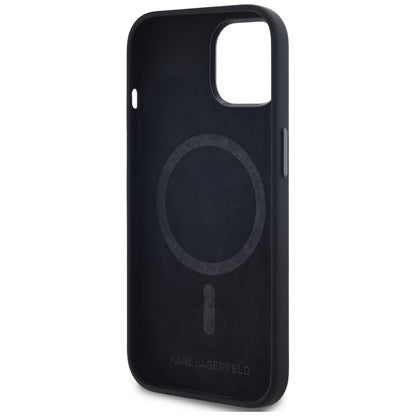 Θήκη MagSafe για Apple iPhone 15, Karl Lagerfeld, Silicone Shadow Metal Initial, Μαύρη