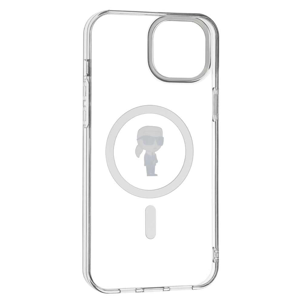 MagSafe Case for Apple iPhone 15 Plus, Karl Lagerfeld, IML Ikonik Karl, Transparent