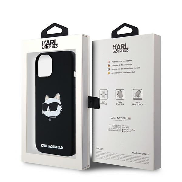 Θήκη MagSafe για Apple iPhone 15 Plus, Karl Lagerfeld, Σιλικόνη Choupette's Head, Μαύρη