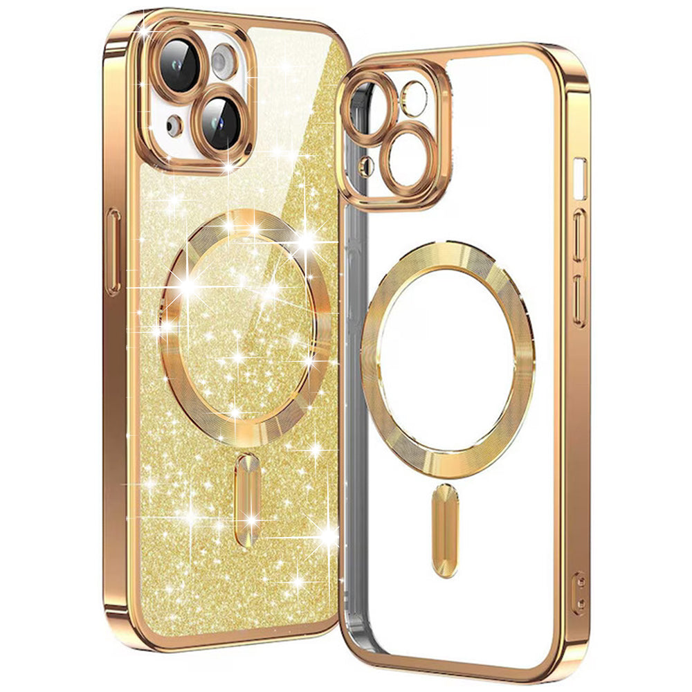 Θήκη MagSafe για Apple iPhone 15 Plus, Techsuit, Luxury Glitter, Χρυσή