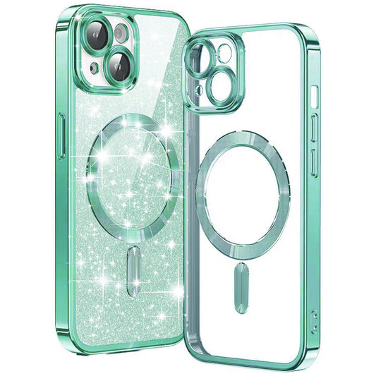 Θήκη MagSafe για Apple iPhone 15 Plus, Techsuit, Luxury Glitter, Ανοιχτό Πράσινο