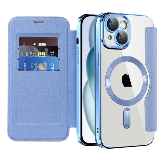 Θήκη MagSafe για Apple iPhone 15 Plus, Techsuit, SmartMag Book, Μπλε
