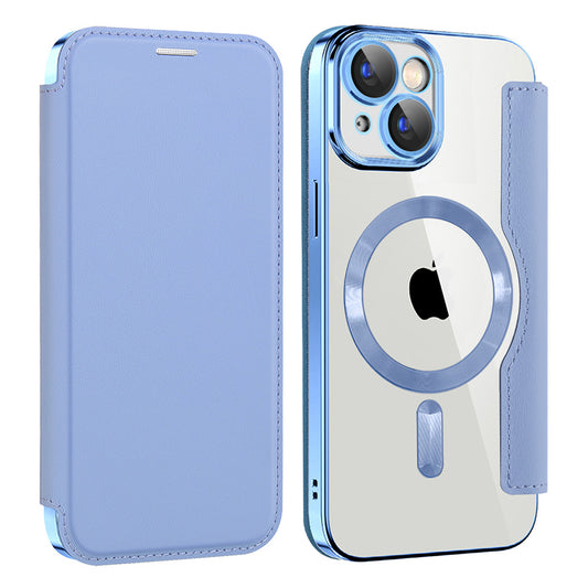 Θήκη MagSafe για Apple iPhone 15 Plus, Techsuit, SmartMag Book, Μπλε