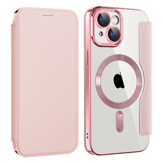 Θήκη MagSafe για Apple iPhone 15 Plus, Techsuit, SmartMag Book, Ροζ