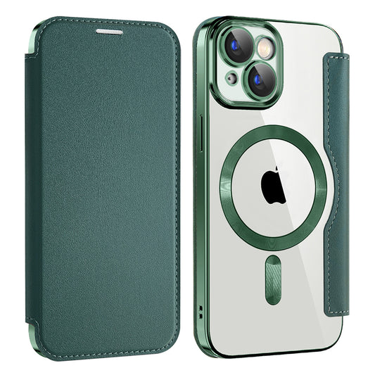 Θήκη MagSafe για Apple iPhone 15 Plus, Techsuit, SmartMag Book, Πράσινο