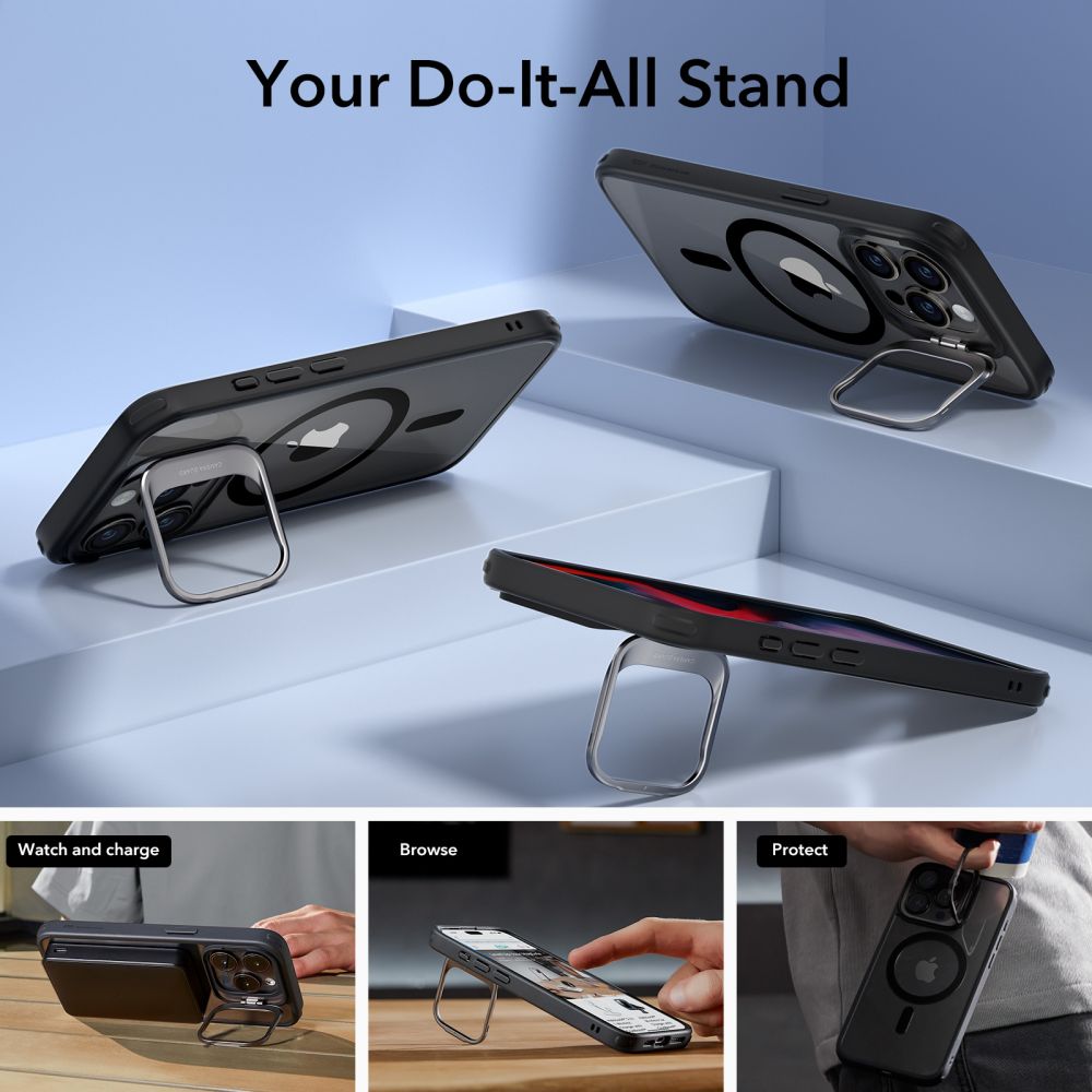 Θήκη MagSafe για Apple iPhone 15 Pro, ESR, Classic Hybrid Kickstand, Διάφανη Μαύρη