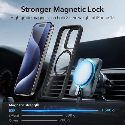MagSafe Case for Apple iPhone 15 Pro, ESR, Classic Hybrid, Transparent Black