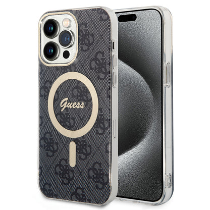 Θήκη MagSafe για Apple iPhone 15 Pro, Guess, 4G IML, Μαύρη GUHMP15LH4STK