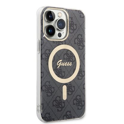 Θήκη MagSafe για Apple iPhone 15 Pro, Guess, 4G IML, Μαύρη GUHMP15LH4STK