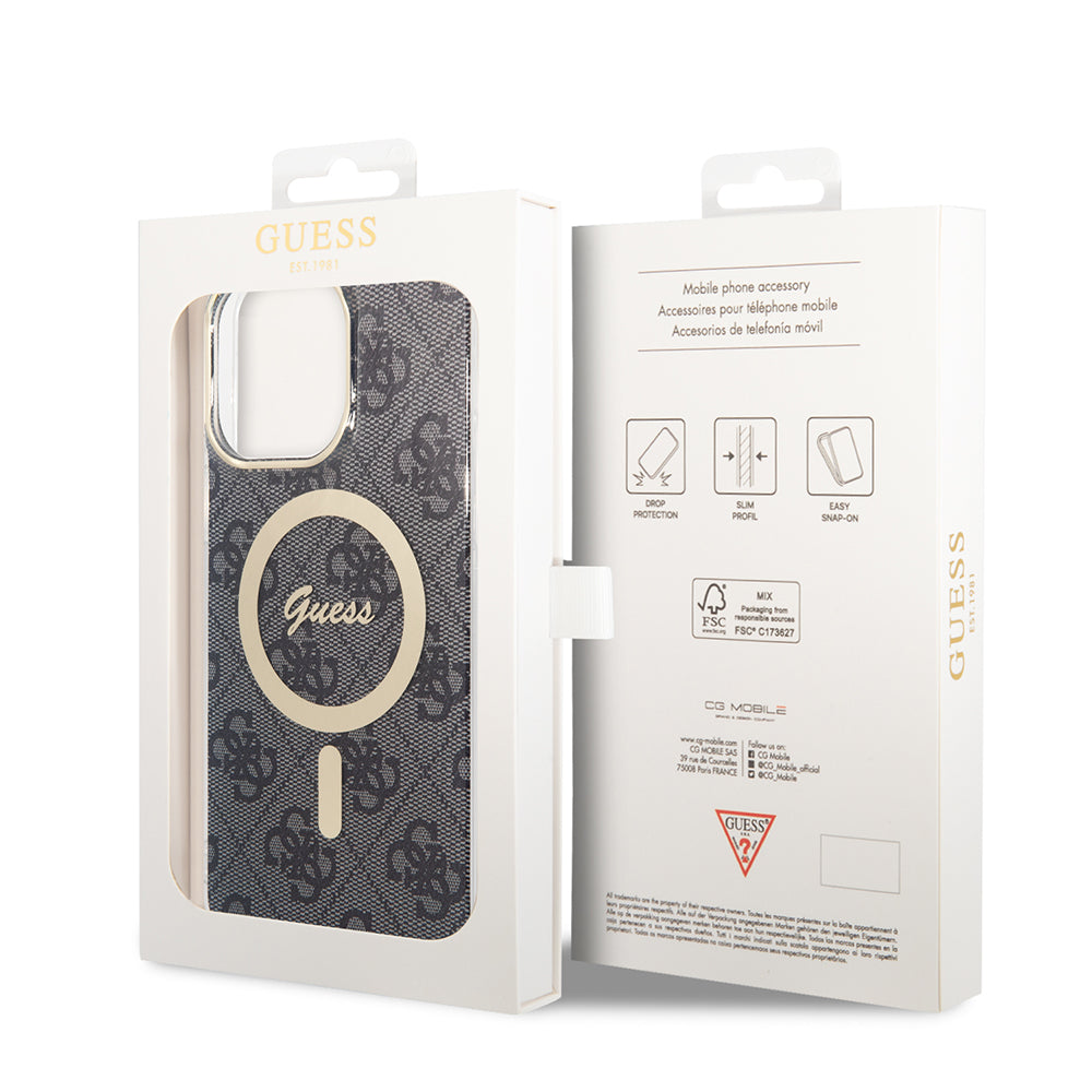 Θήκη MagSafe για Apple iPhone 15 Pro, Guess, 4G IML, Μαύρη GUHMP15LH4STK