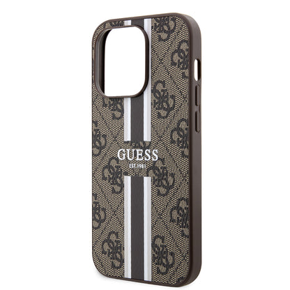 Θήκη MagSafe για Apple iPhone 15 Pro, Guess, 4G Printed Stripes, Καφέ