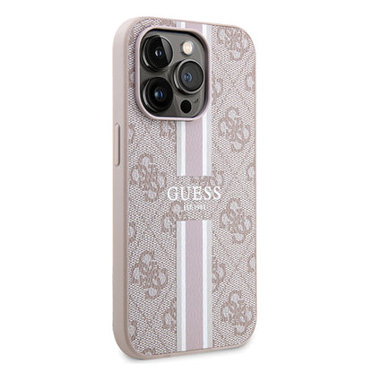 Θήκη MagSafe για Apple iPhone 15 Pro, Guess, 4G Printed Stripes, Ροζ