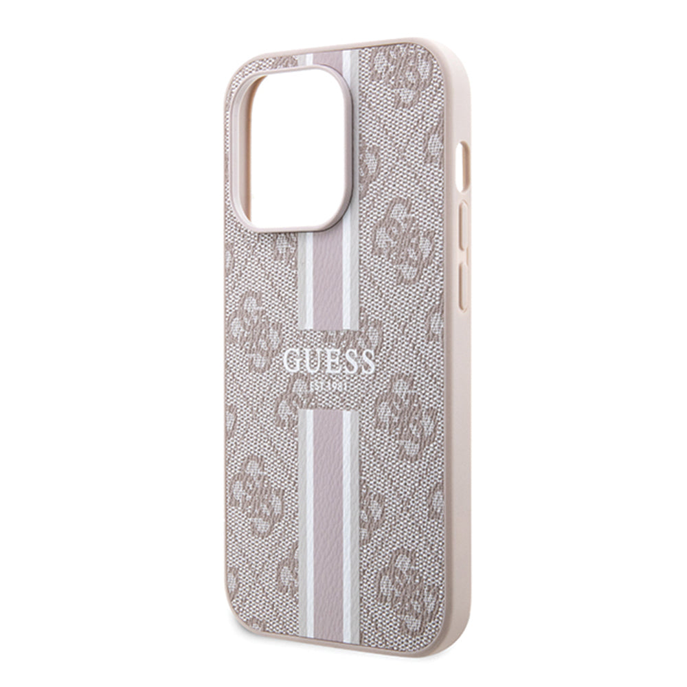 Θήκη MagSafe για Apple iPhone 15 Pro, Guess, 4G Printed Stripes, Ροζ