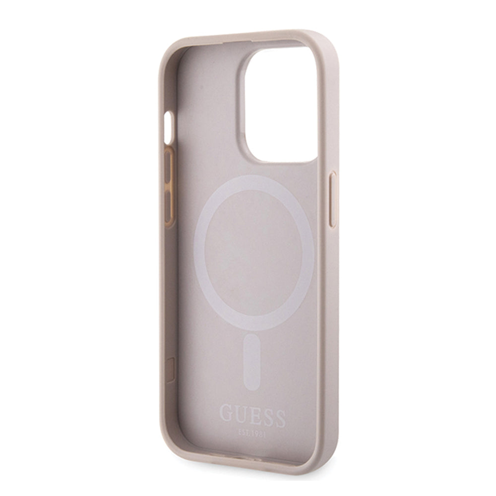 Θήκη MagSafe για Apple iPhone 15 Pro, Guess, 4G Printed Stripes, Ροζ