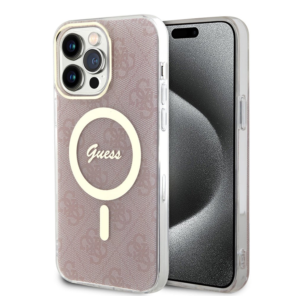 Θήκη MagSafe για Apple iPhone 15 Pro, Guess, IML 4G, Ροζ