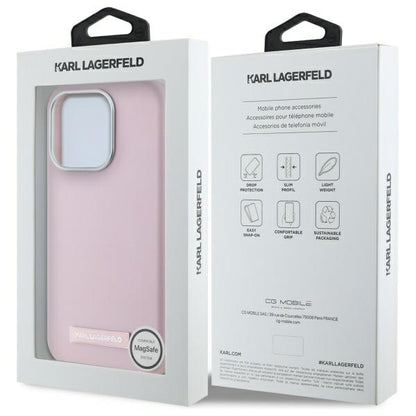 MagSafe Case for Apple iPhone 15 Pro, Karl Lagerfeld, FW Metal Plate, Pink