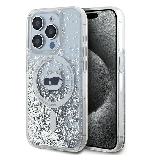Θήκη MagSafe για Apple iPhone 15 Pro, Karl Lagerfeld, Liquid Glitter Choupette Head, Διαφανής