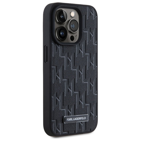 Θήκη MagSafe για Apple iPhone 15 Pro, Karl Lagerfeld, Monogram Metal Logo, Μαύρη