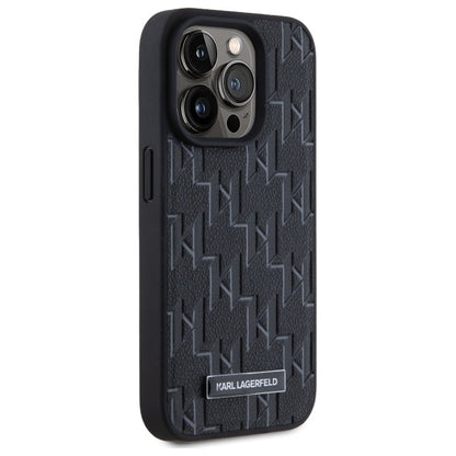 Θήκη MagSafe για Apple iPhone 15 Pro, Karl Lagerfeld, Monogram Metal Logo, Μαύρη