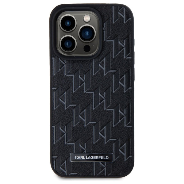 Θήκη MagSafe για Apple iPhone 15 Pro, Karl Lagerfeld, Monogram Metal Logo, Μαύρη
