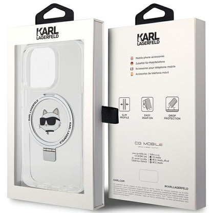Θήκη MagSafe για Apple iPhone 15 Pro, Karl Lagerfeld, Ring Stand Choupette's Head, Λευκή