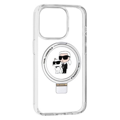 Θήκη MagSafe για Apple iPhone 15 Pro, Karl Lagerfeld, Ring Stand Karl & Choupette, Λευκή