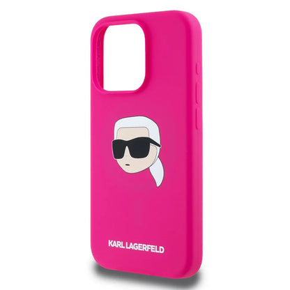 Θήκη MagSafe για Apple iPhone 15 Pro, Karl Lagerfeld, Σιλικόνη Karl's Head, Φούξια