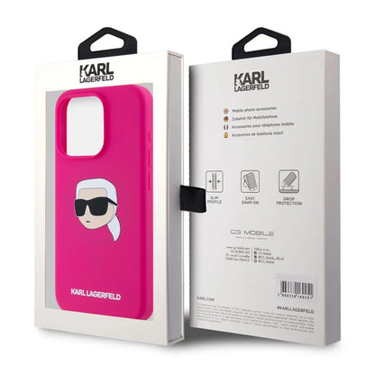 Θήκη MagSafe για Apple iPhone 15 Pro, Karl Lagerfeld, Σιλικόνη Karl's Head, Φούξια