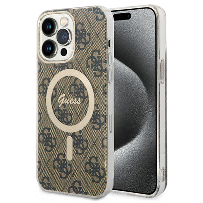 Θήκη MagSafe για Apple iPhone 15 Pro Max, Guess, 4G IML, Καφέ GUHMP15XH4STW