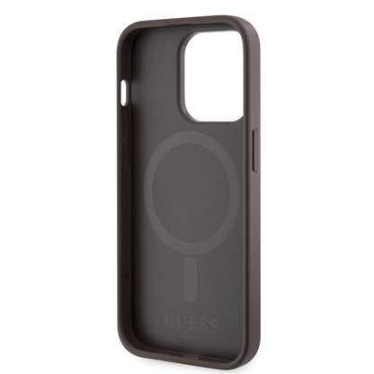 Θήκη MagSafe για Apple iPhone 15 Pro Max, Guess, 4G Printed Stripes, Καφέ