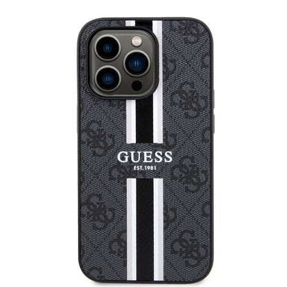 Θήκη MagSafe για Apple iPhone 15 Pro Max, Guess, 4G Printed Stripes, Μαύρη