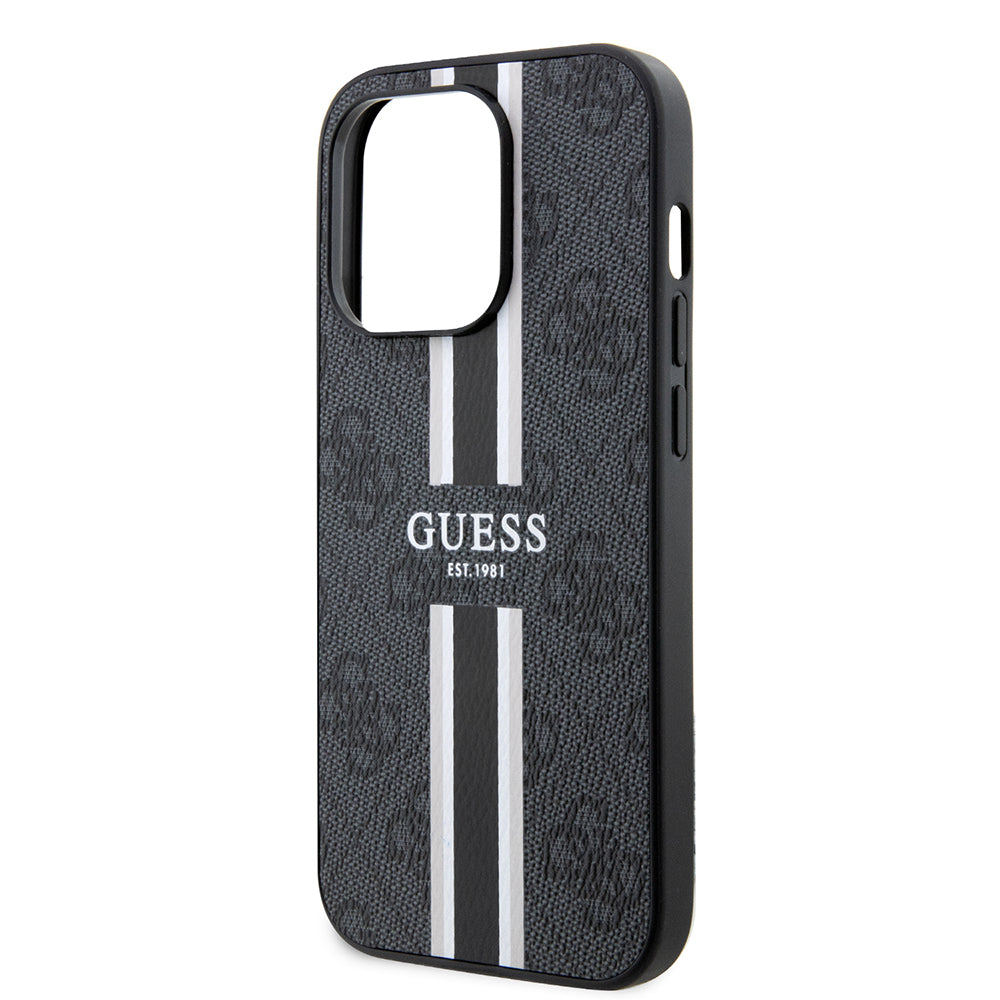 Θήκη MagSafe για Apple iPhone 15 Pro Max, Guess, 4G Printed Stripes, Μαύρη