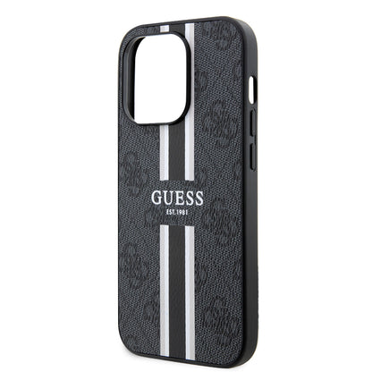 Θήκη MagSafe για Apple iPhone 15 Pro Max, Guess, 4G Printed Stripes, Μαύρη