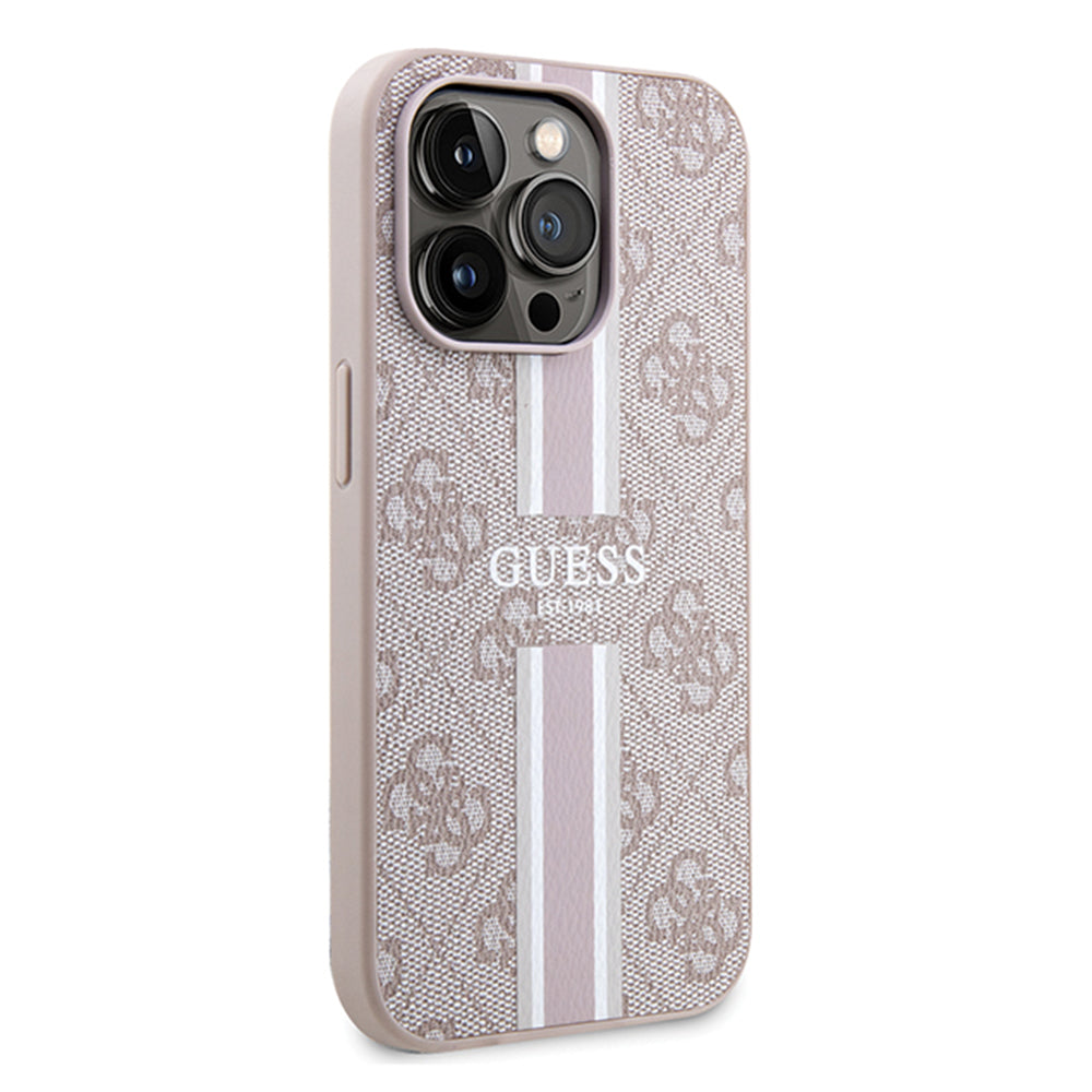 Θήκη MagSafe για Apple iPhone 15 Pro Max, Guess, 4G Printed Stripes, Ροζ