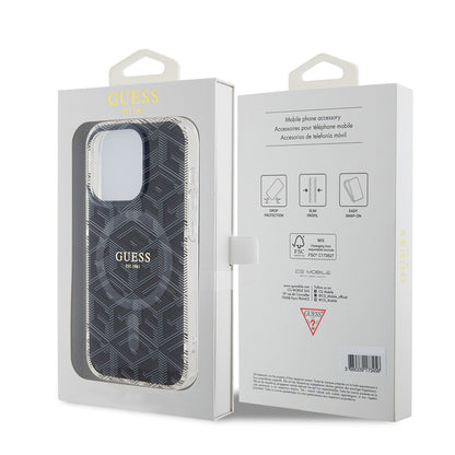Θήκη MagSafe για Apple iPhone 15 Pro Max, Guess, IML Gcube, Μαύρη