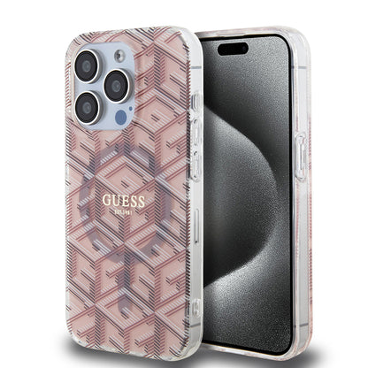 Θήκη MagSafe για Apple iPhone 15 Pro Max, Guess, IML Gcube, Ροζ