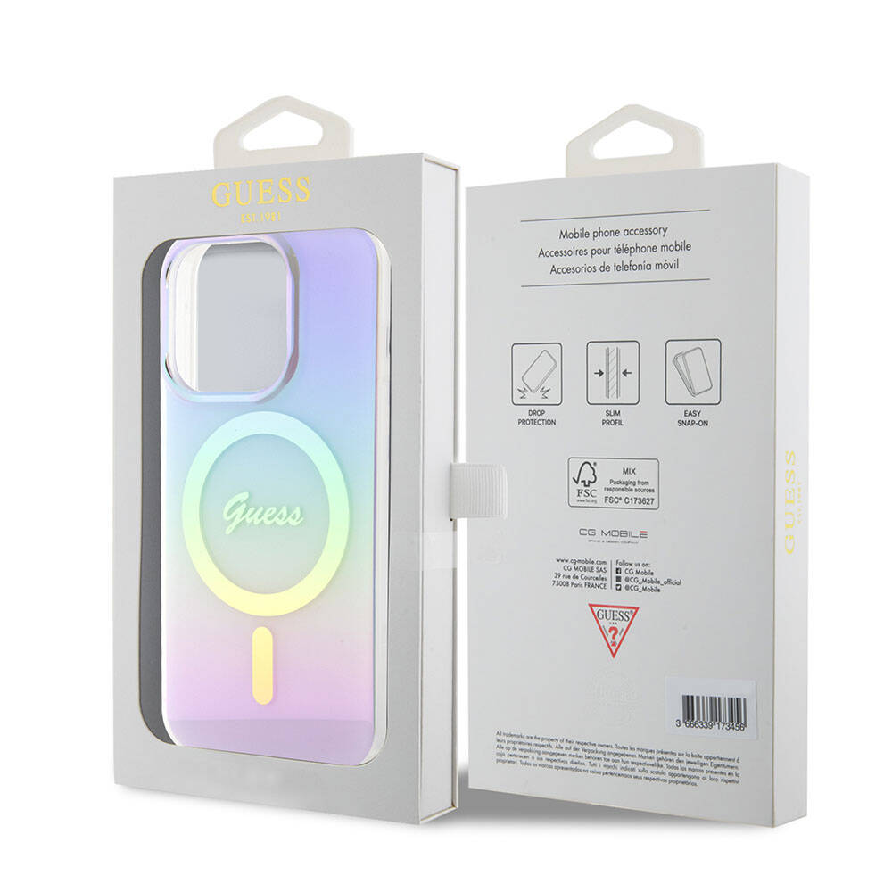Θήκη MagSafe για Apple iPhone 15 Pro Max, Guess, IML Iridescent, Μωβ