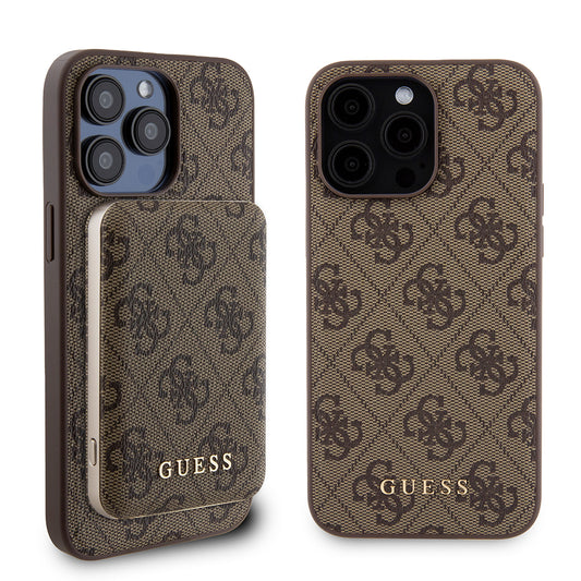 Θήκη MagSafe για Apple iPhone 15 Pro Max, Guess, Powerbank 4G Metal Logo, Καφέ